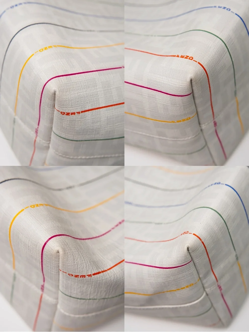 FENDI Zucca Spalmati Striped Large Roll Tote White Ivory Multicolor Archive 2012